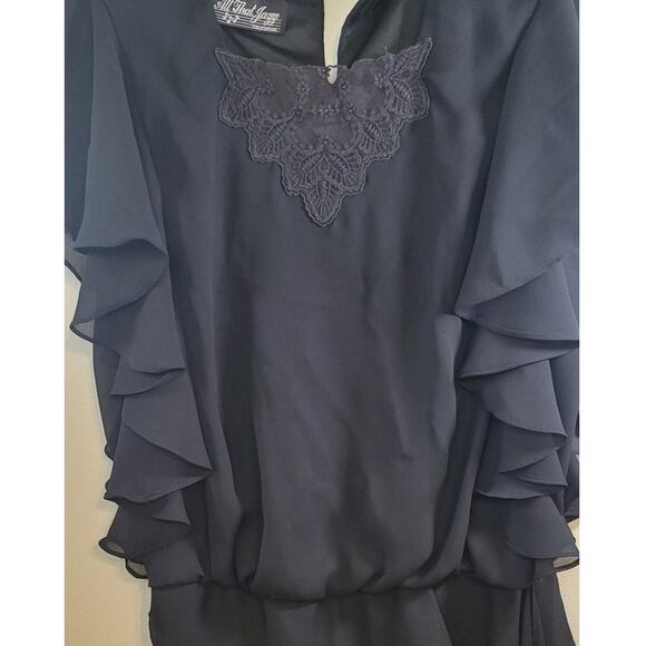 Vintage All that Jazzy Dress Womens Medium Black Layered Goth Witchy Whimscical - Picture 5 of 7